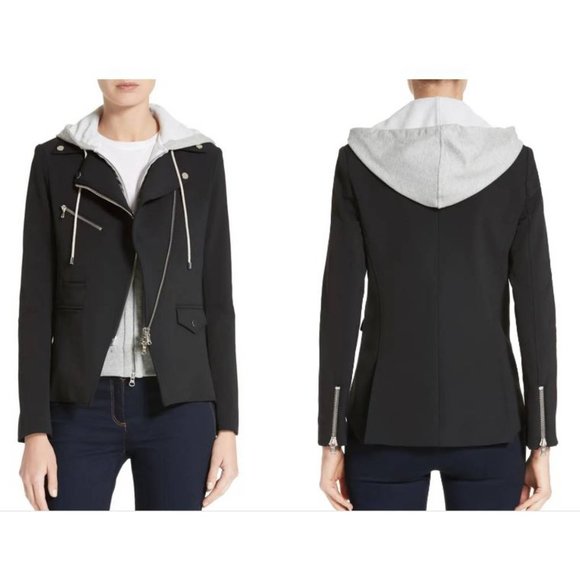 Veronica Beard Black Scuba Moto Hadley Dickey Jacket - Picture 1 of 11